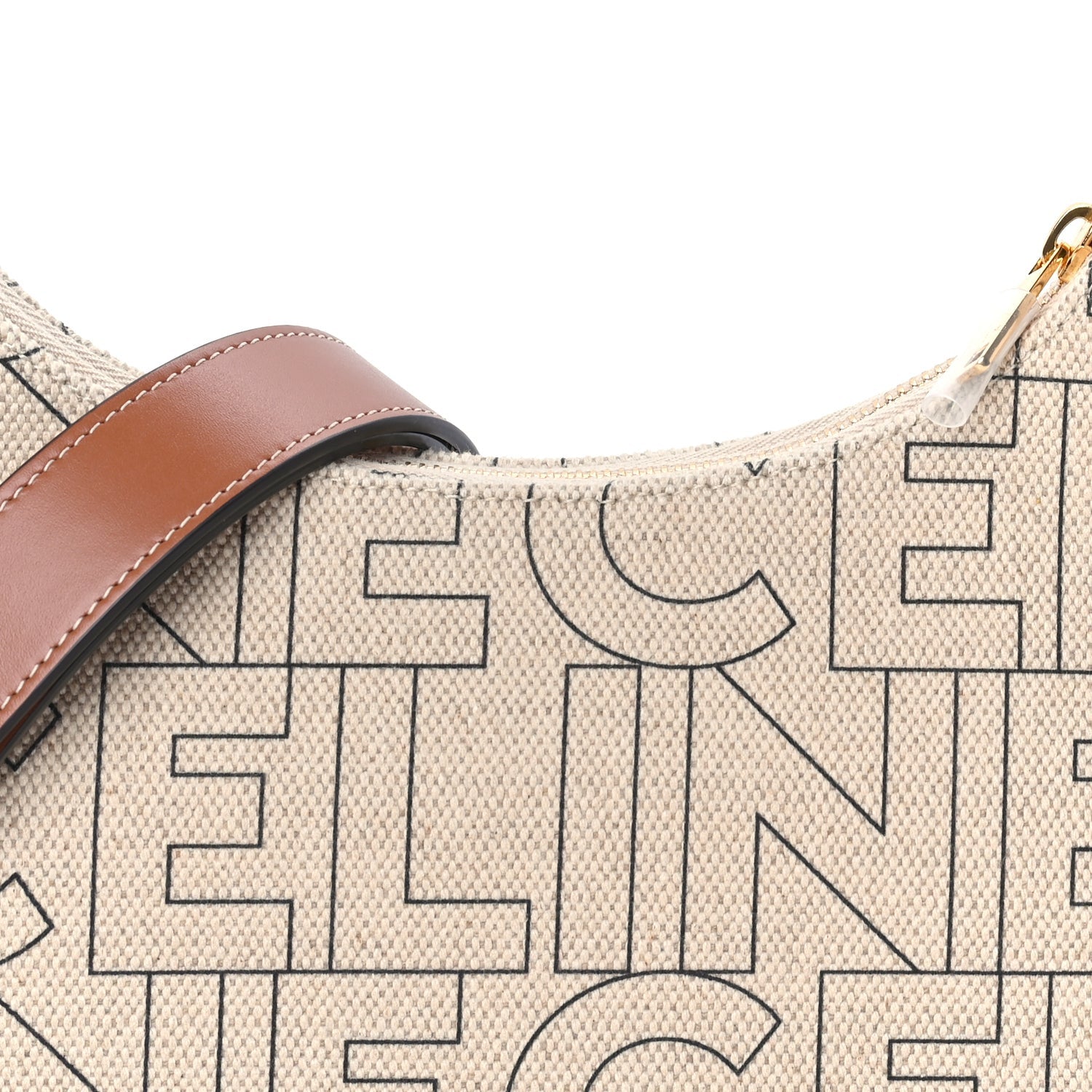 Celine Canvas Calfskin All Over Print Medium Ava Shoulder Bag  Natural Tan 6 of 7