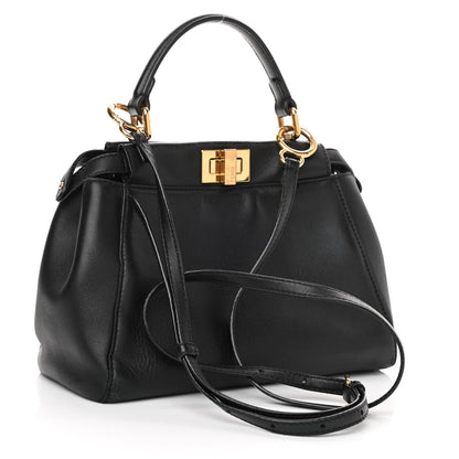 Fendi Nappa Mini Peekaboo Iconic Satchel Black 3 of 11