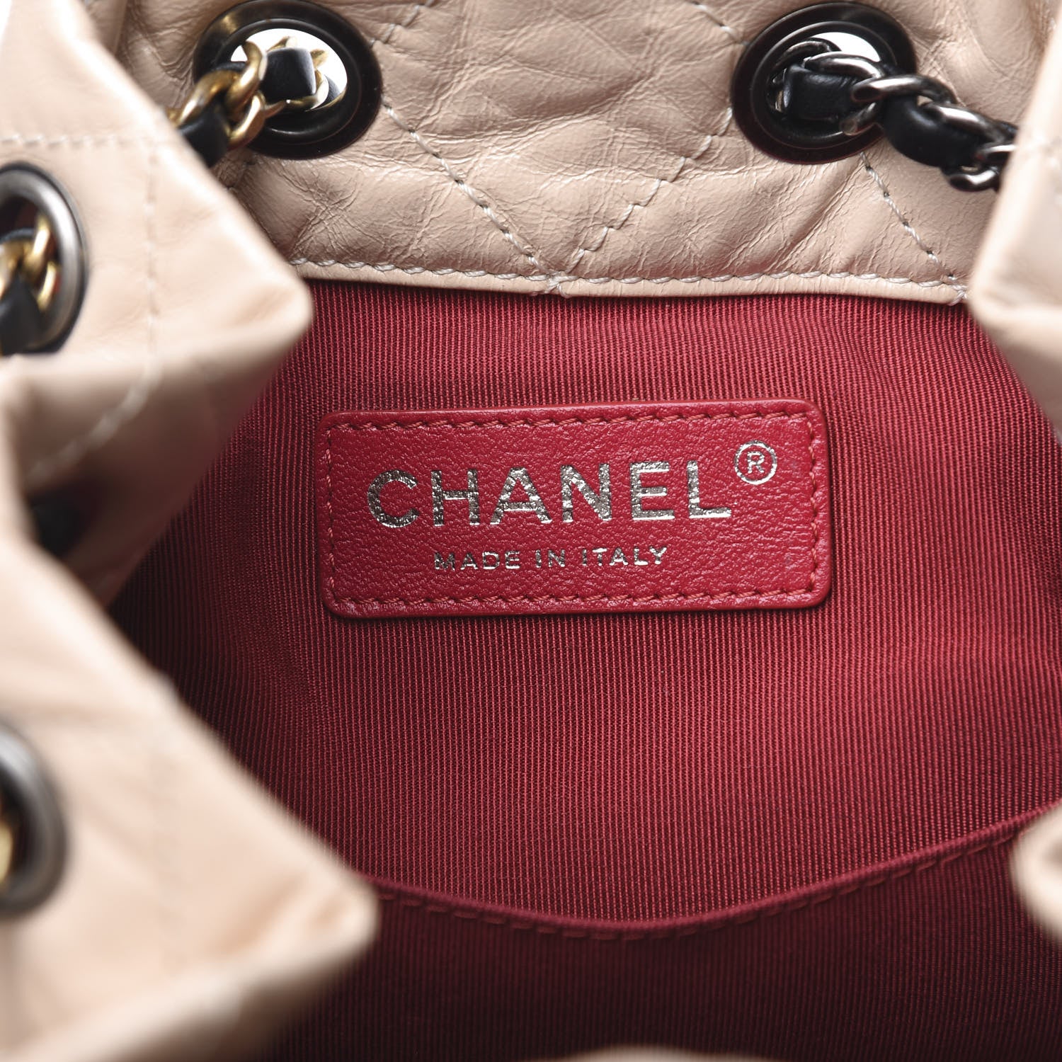 Chanel Aged Calfskin Quilted Small Gabrielle Backpack Beige Black 5 of 10