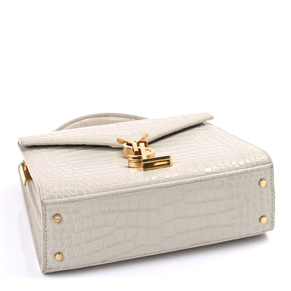 Saint Laurent Crocodile Embossed Mini Classic Monogram Cassandra Top Handle Crema Soft 3 of 8