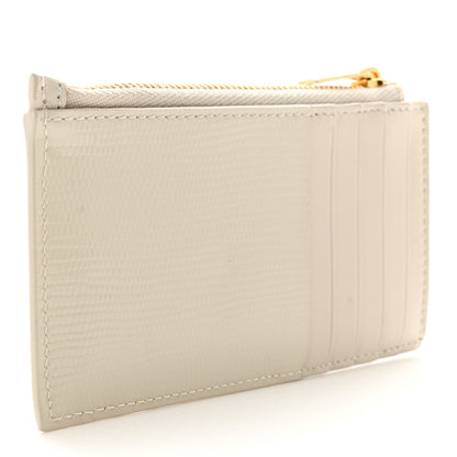 Saint Laurent Calfskin Lizard Embossed Monogram Fragments Zippered Card Case Crema Soft 3 of 7