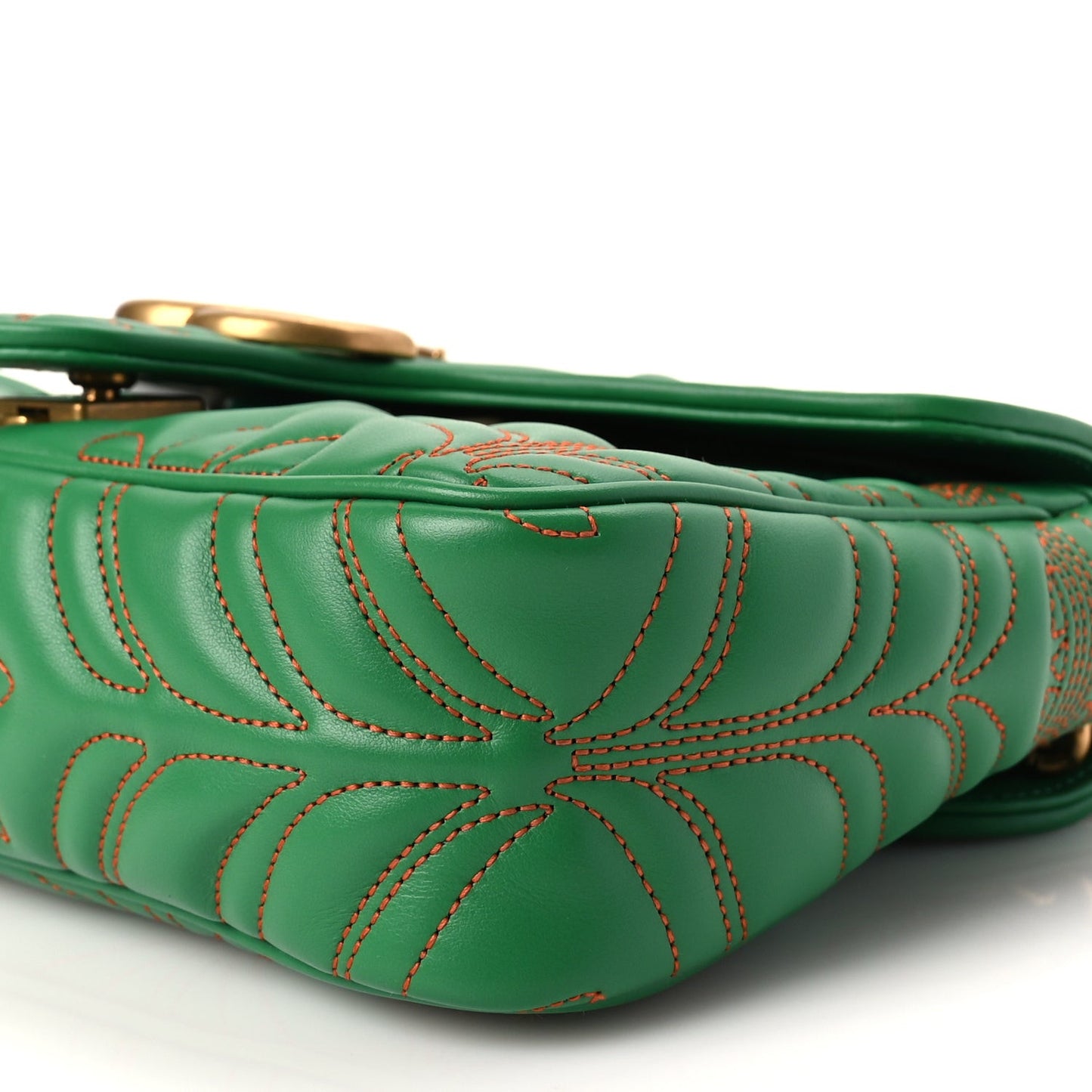 X Adidas Calfskin Matelasse Small GG Marmont Shoulder Bag Green