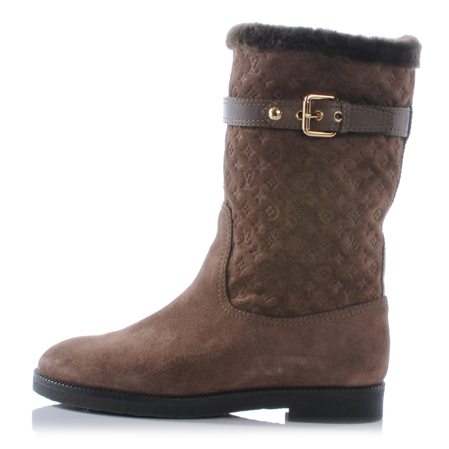 Suede Fur Wintry Boots 38 Brown