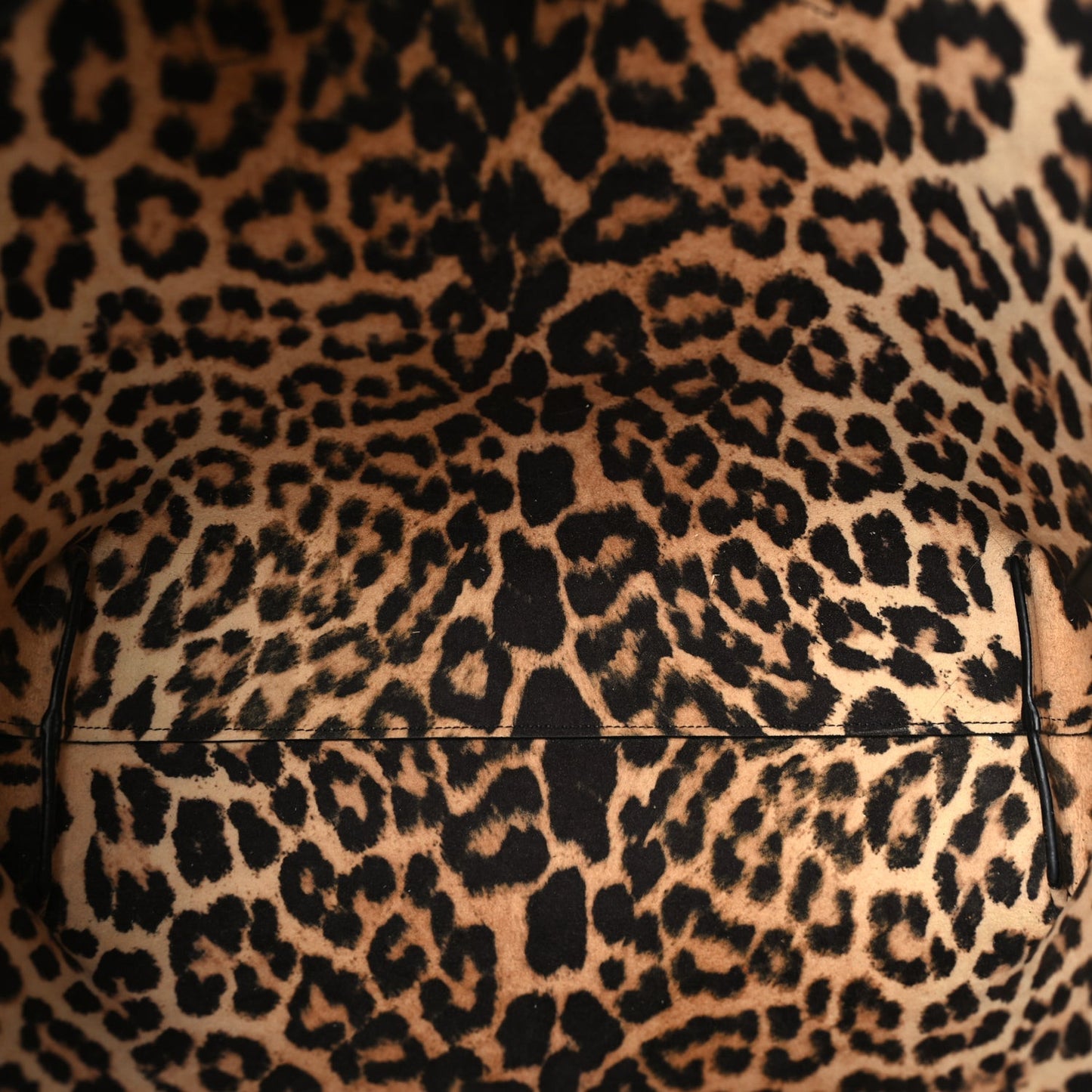 Calfskin Large Leopard Print Shopping Tote Black