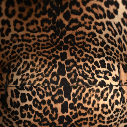 Saint Laurent Calfskin Large Leopard Print Shopping Tote Black 4 of 8