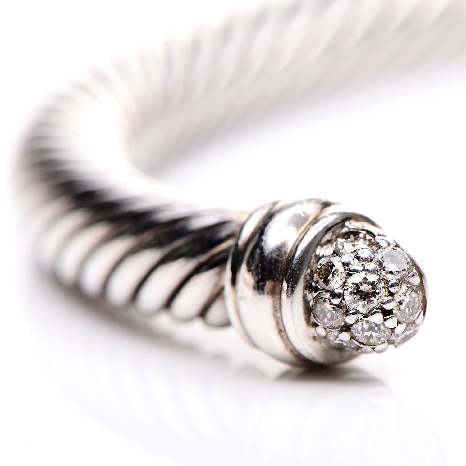 David Yurman Sterling Silver Pave Diamond 5mm Cable Classics Bracelet 5 of 5