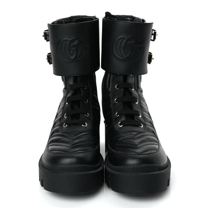 Gucci Nappa Frances GG Matelasse Platform Combat Boots 37 Black 2 of 8