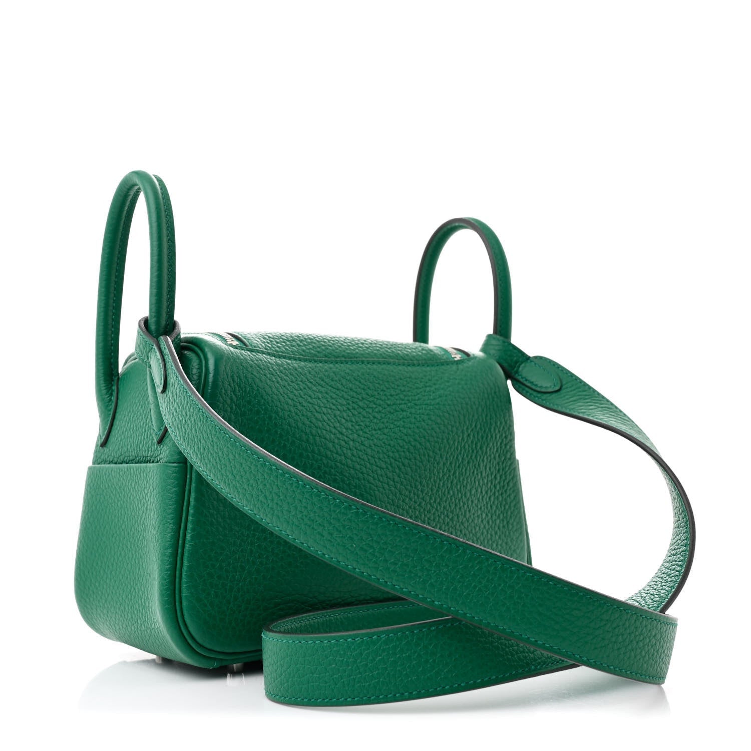 Hermes Taurillon Clemence Mini Lindy 20 Vert Vertigo 3 of 7