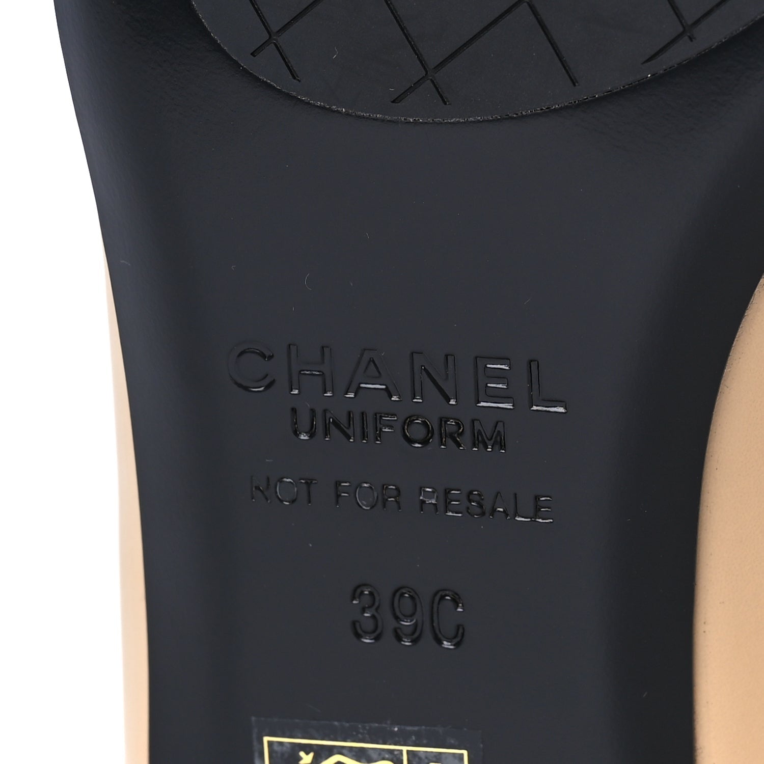 Chanel Lambskin Cap Toe CC Uniform Ballerina Flats 39 Beige Black 7 of 7