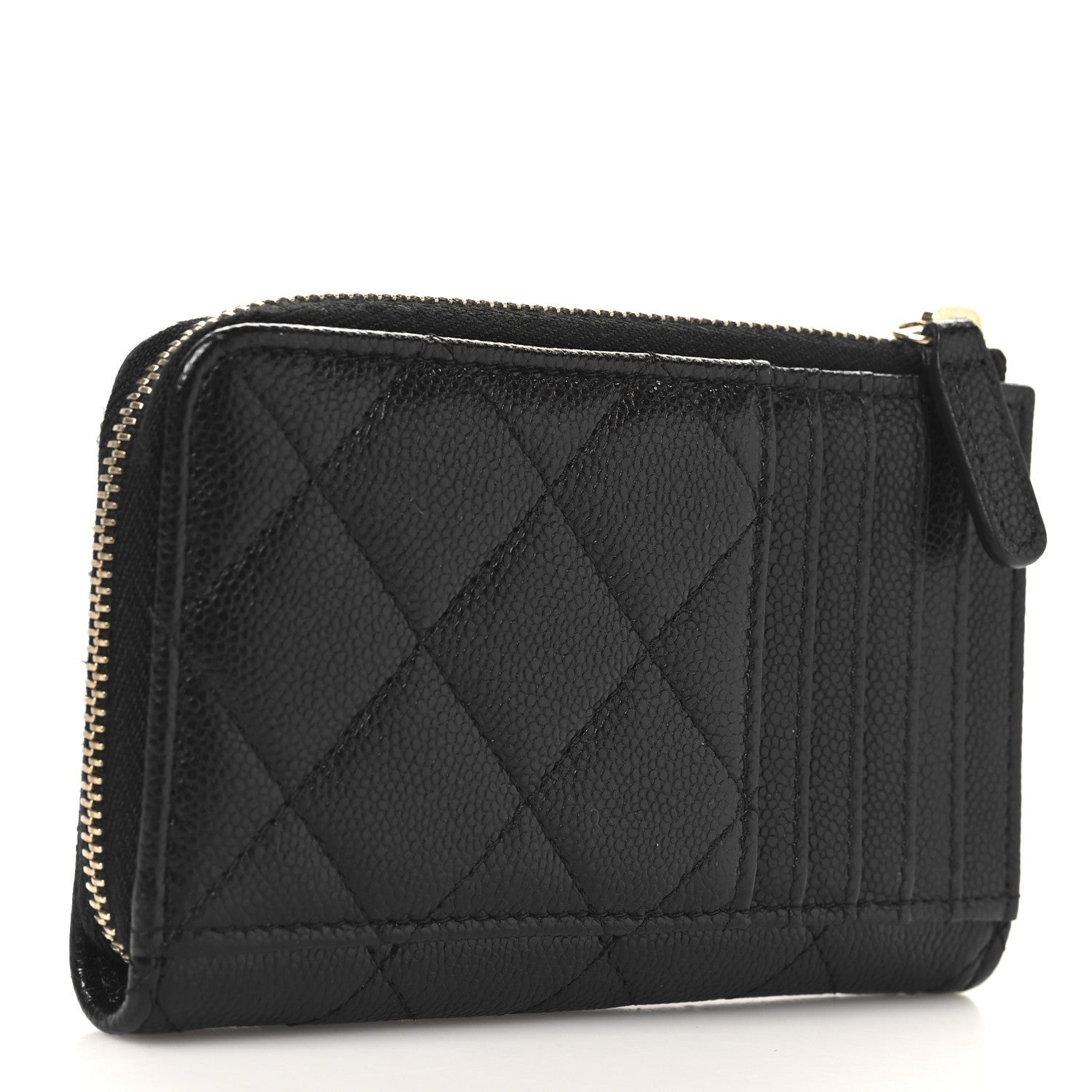 Chanel Caviar Quilted CC Zip Around Card Holder Black 3 of 7