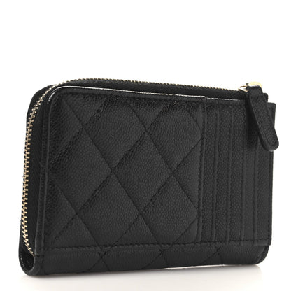 Chanel Caviar Quilted CC Zip Around Card Holder Black 3 of 7