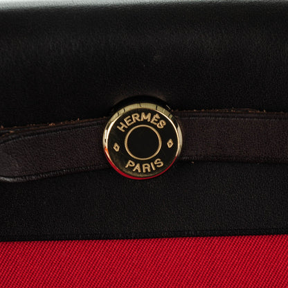 Hermes Barenia Toile Herbag TPM Red Orange 8 of 9