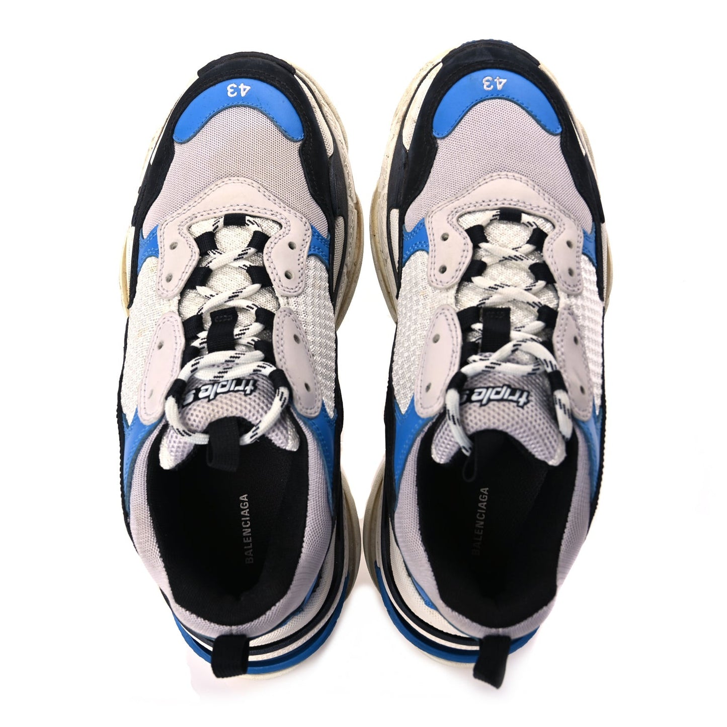 Fabric Mesh Mens Triple S Sneakers 43 Black Blue White