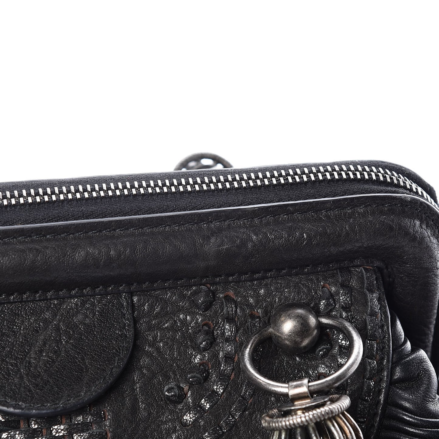 Lambskin Plisse Pleated Frame Satchel Black