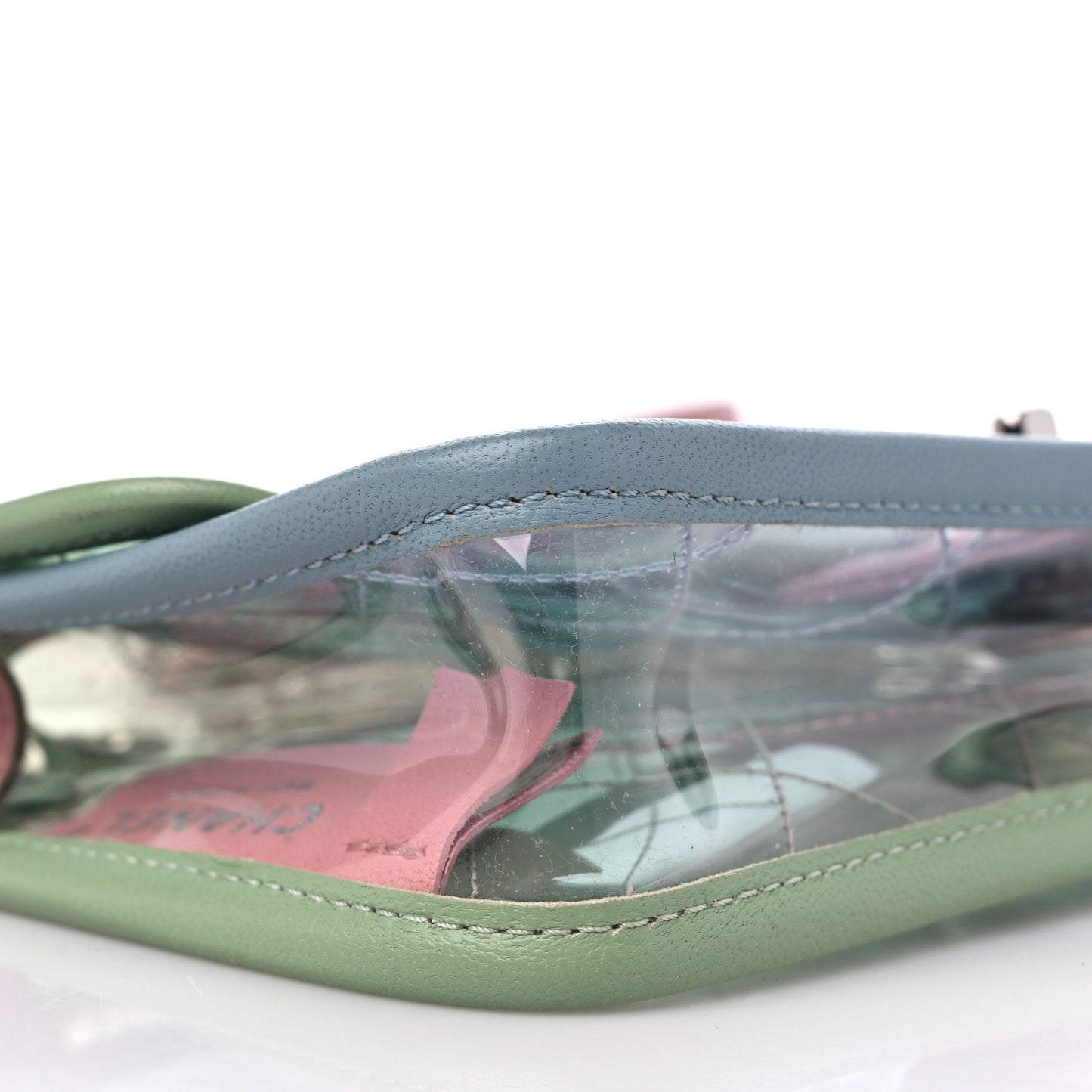 Lambskin PVC Quilted Mini Coco Splash Flap Blue Green