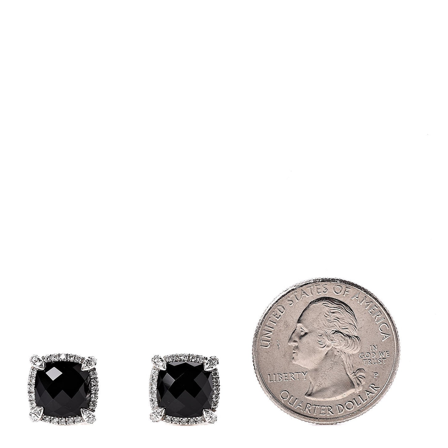 Sterling Silver Diamond Black Onyx 9mm Chatelaine Bezel Earrings