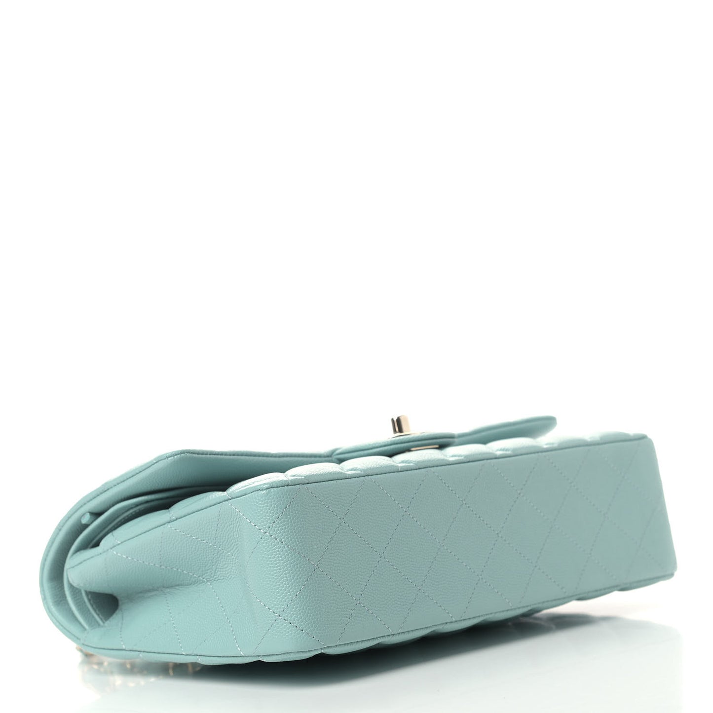 Caviar Quilted Medium Double Flap Light Blue