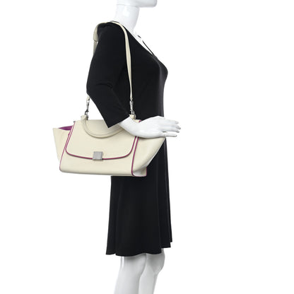 Celine Smooth Calfskin Small Trapeze White Magenta 2 of 13