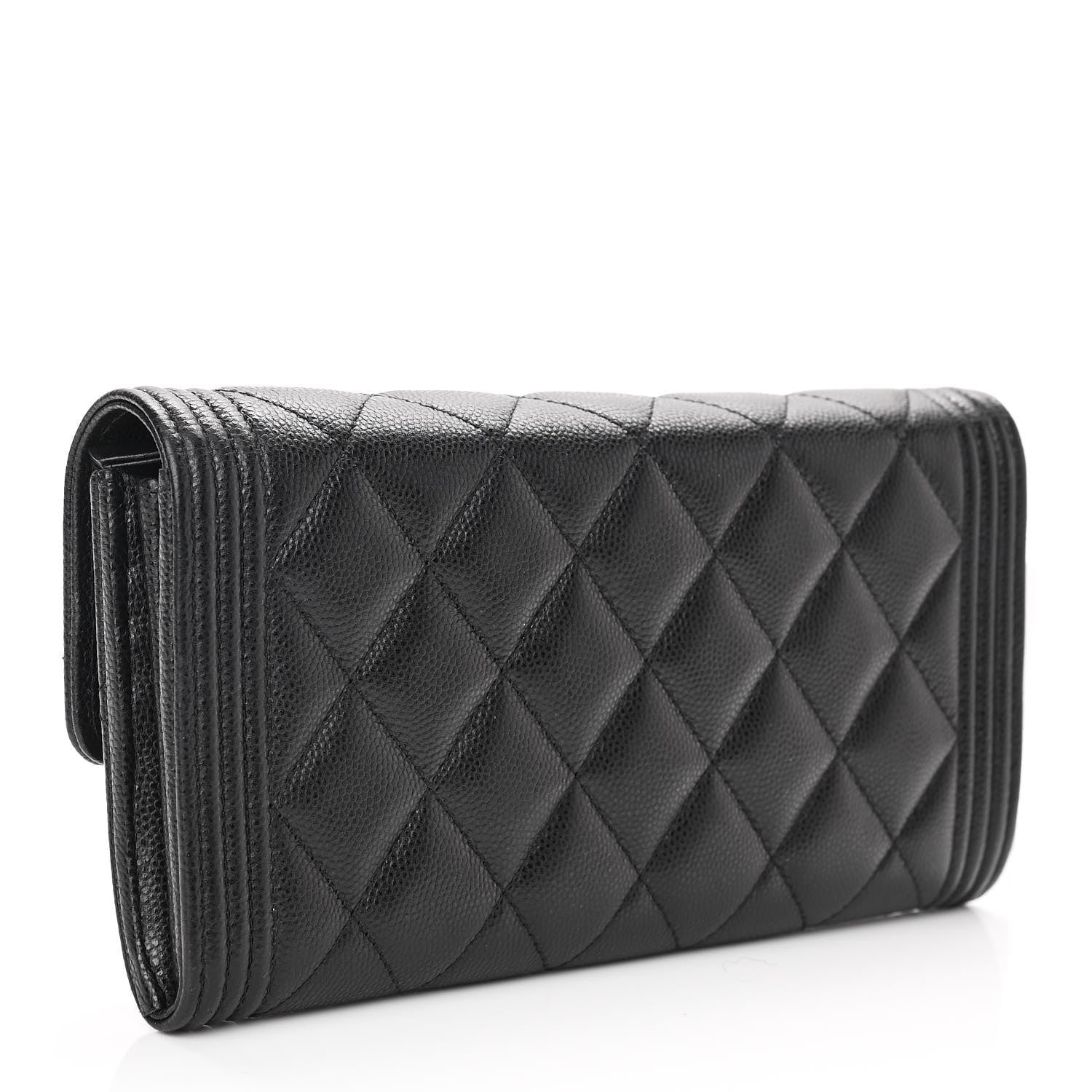 Chanel Caviar Quilted Large Boy Gusset Flap Wallet Black 3 of 9