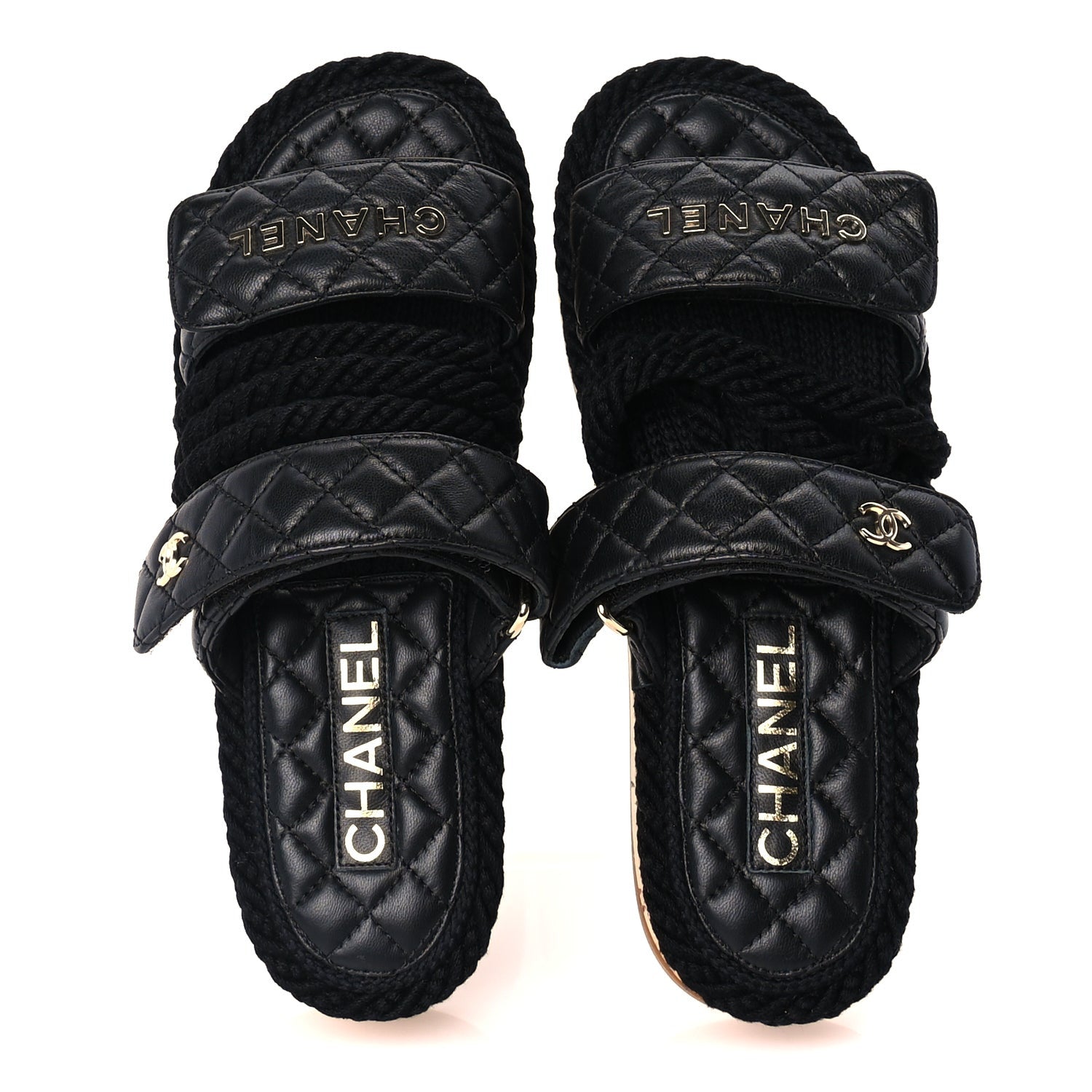 Chanel Cord Lambskin Quilted Logo Mules 36  Black 5 of 8