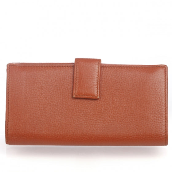 Leather Bamboo Continental Wallet Orange