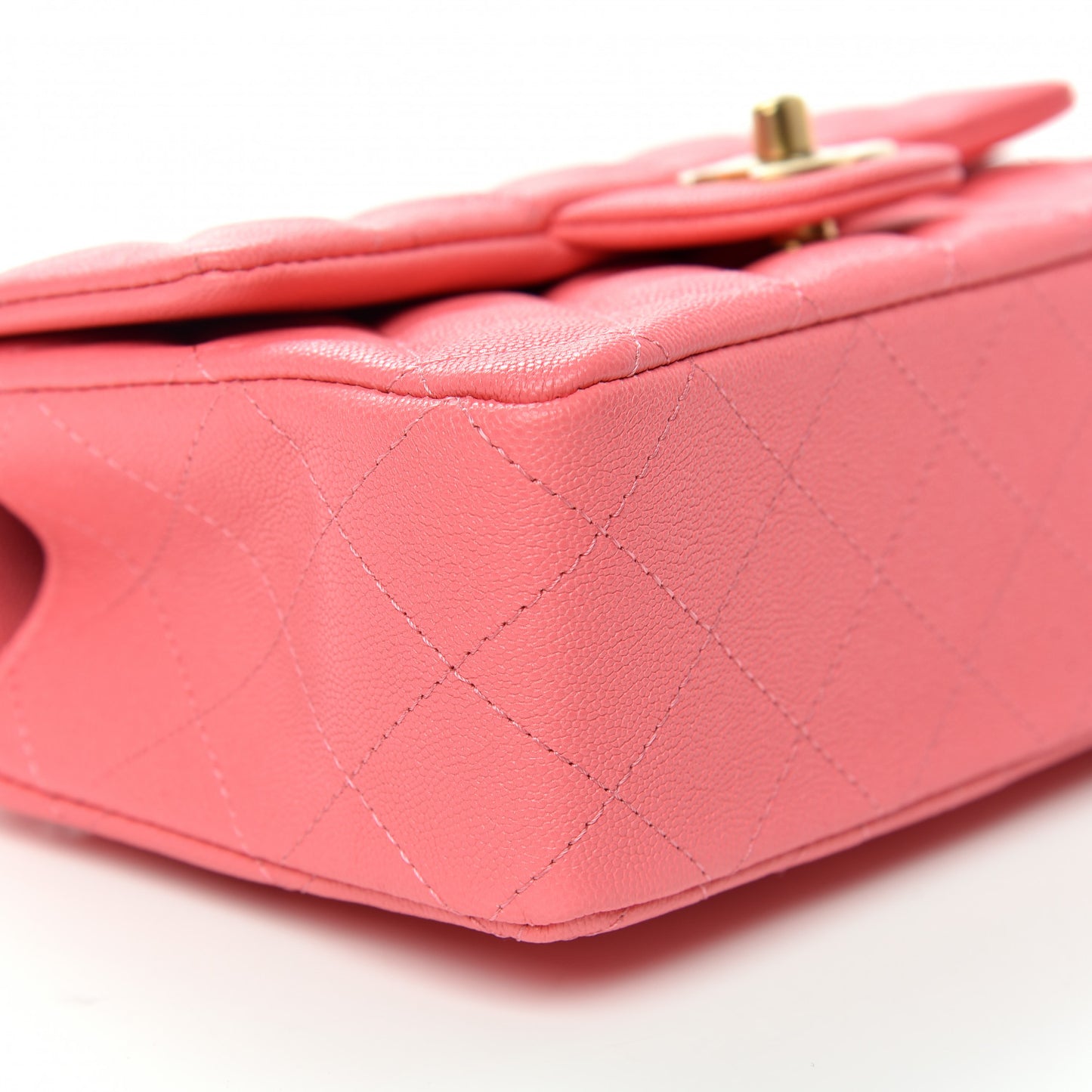 Caviar Quilted Mini Top Handle Rectangular Flap Pink