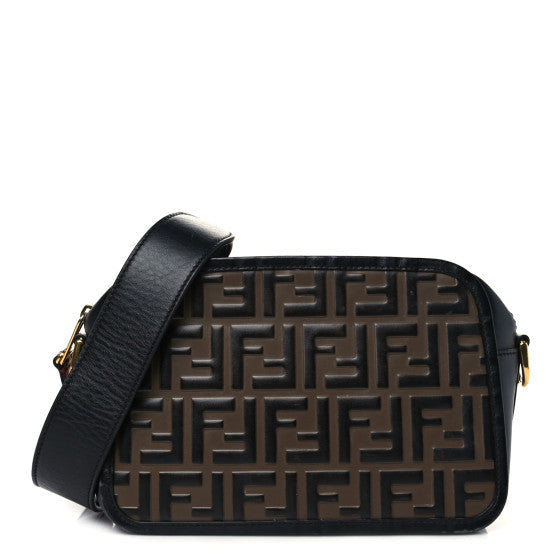Fendi Vitello Century F is Bi-Color FF 1974 Embossed Camera Case Maya Black 1 of 1
