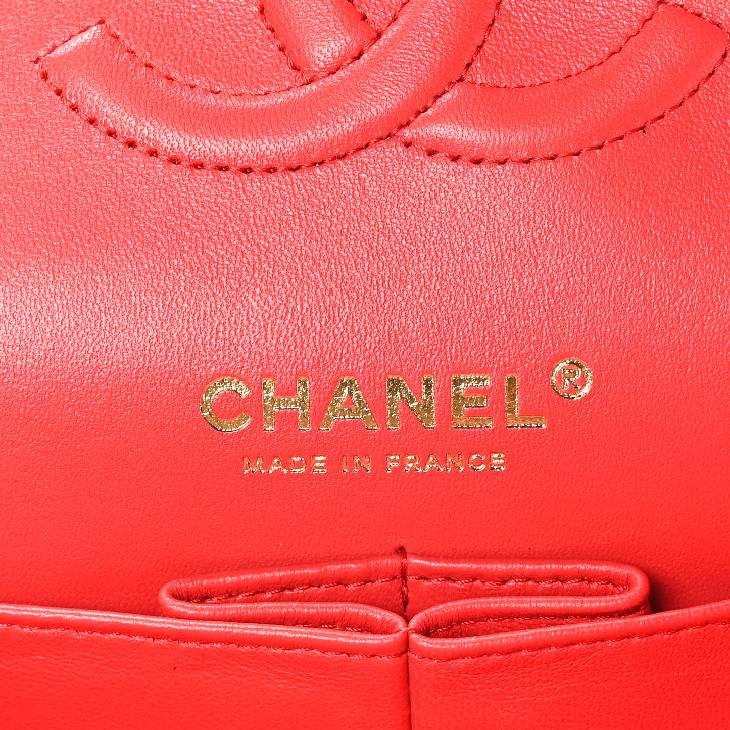 Caviar Quilted Medium Double Flap Red