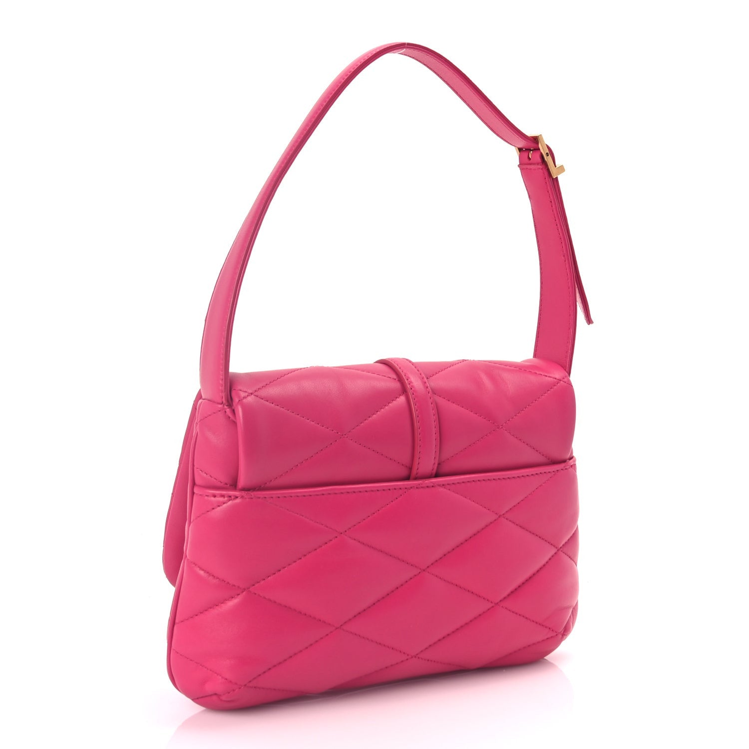 Saint Laurent Lambskin Quilted Le 57 Diamond Shoulder Bag Lipstick Fuschia 2 of 8