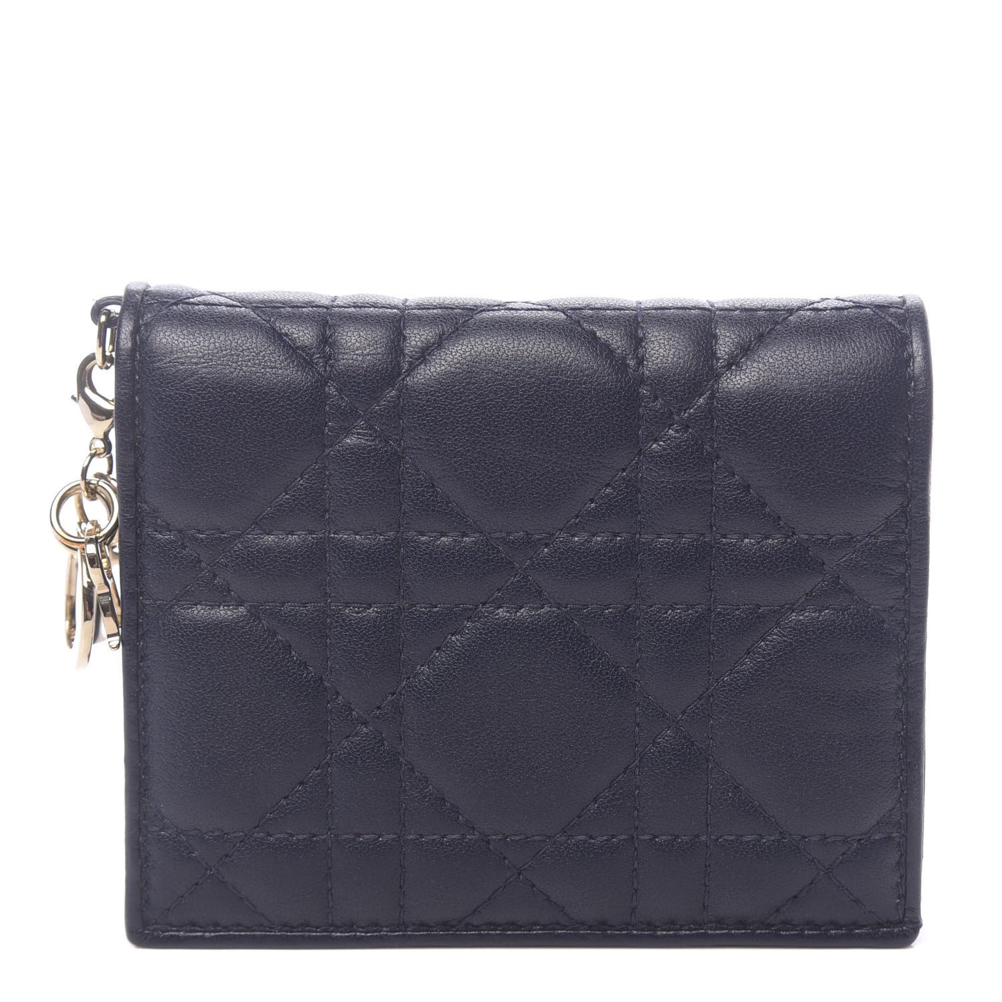 Lambskin Cannage Mini Lady Dior Wallet Navy