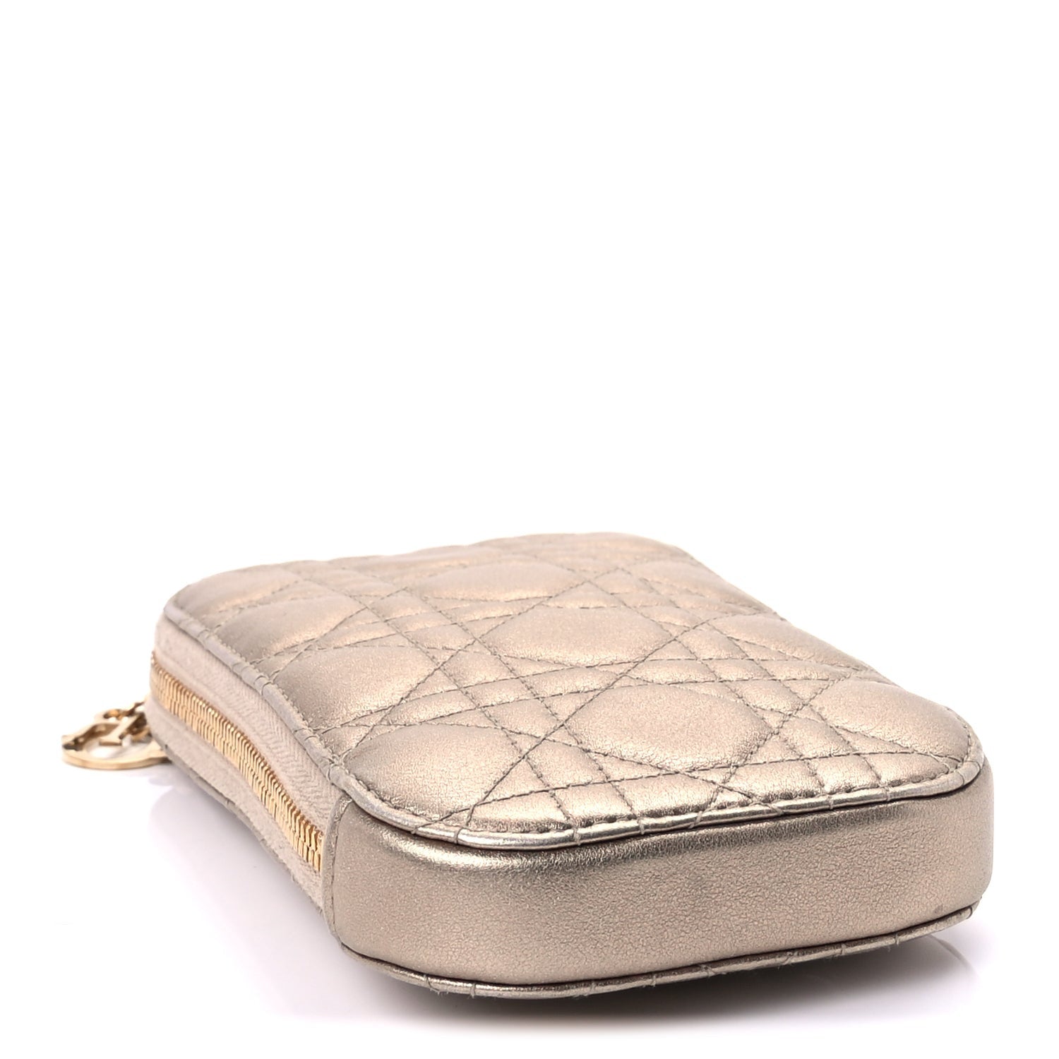 Christian Dior Lambskin Cannage Lady Dior Phone Holder  Gold 3 of 8