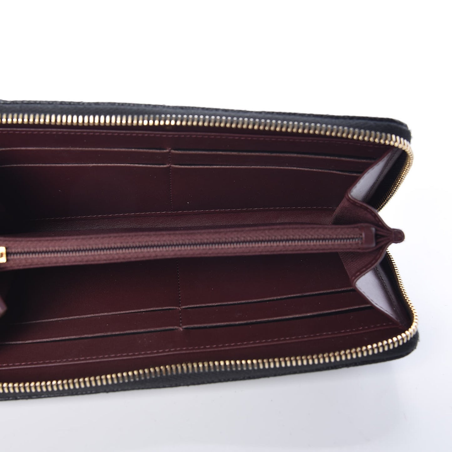 Caviar Quilted Large Gusset Zip Around Wallet Black