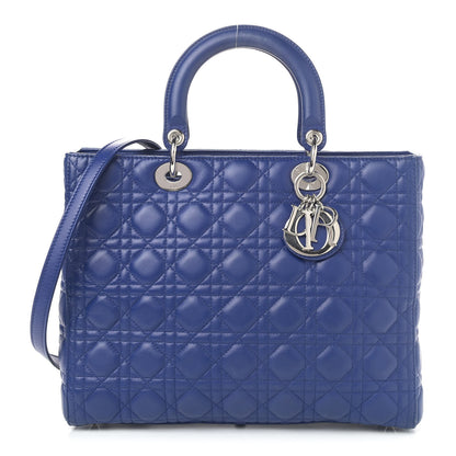 Christian Dior Lambskin Cannage Large Lady Dior Blue 1 of 9