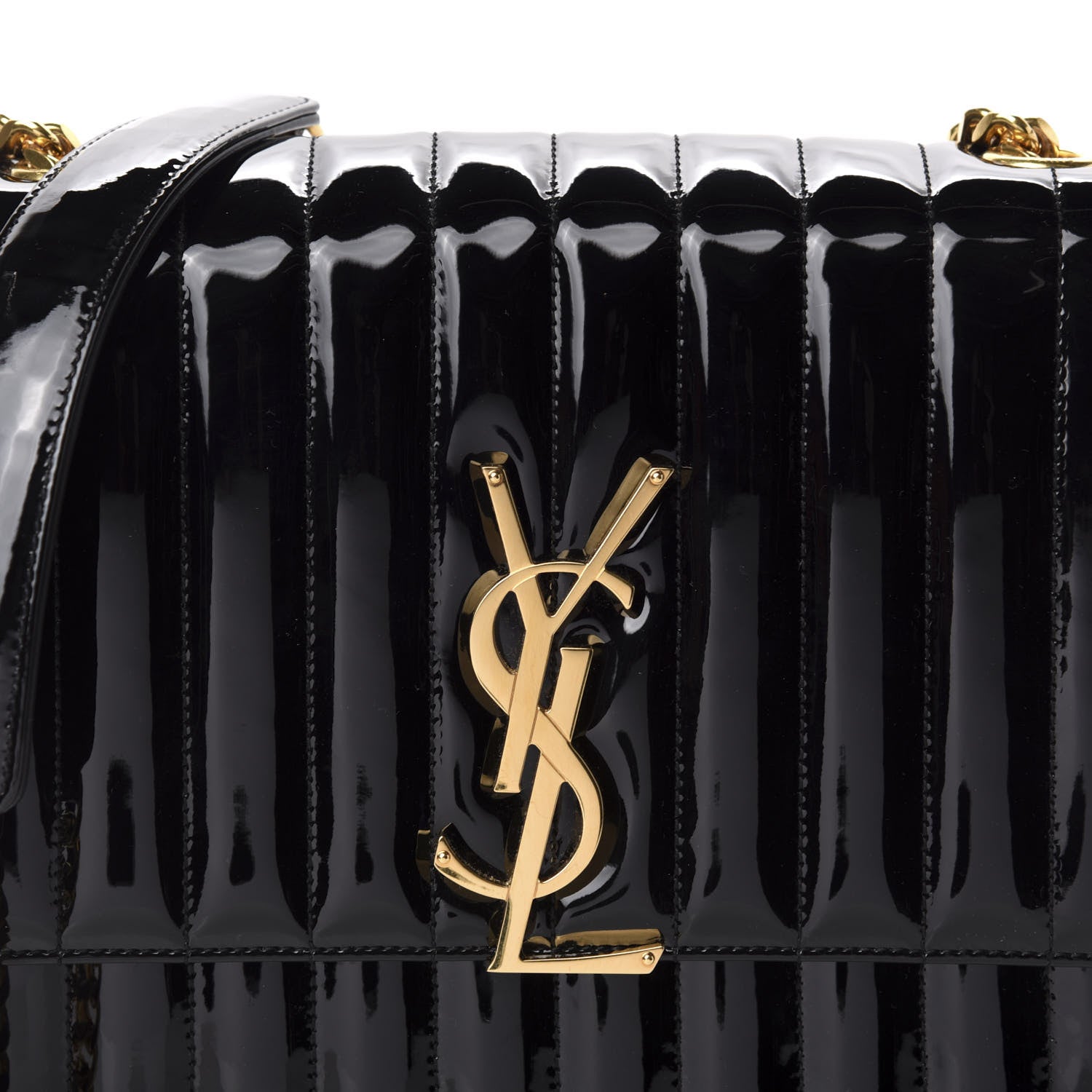 Saint Laurent Patent Matelasse Monogram Large Vicky Chain Bag Black 10 of 10