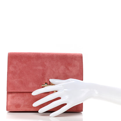 Hermes Veau Doblis Verrou Clutch Rose Indienne 2 of 14