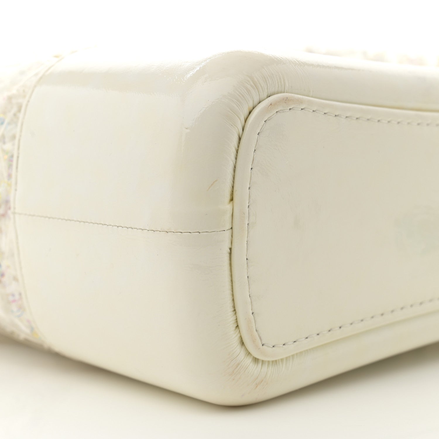 Chanel Tweed PVC Patent Chevron Quilted Medium Gabrielle Hobo White 9 of 16