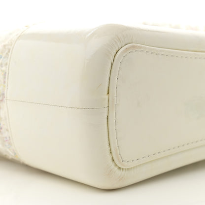 Chanel Tweed PVC Patent Chevron Quilted Medium Gabrielle Hobo White 9 of 16
