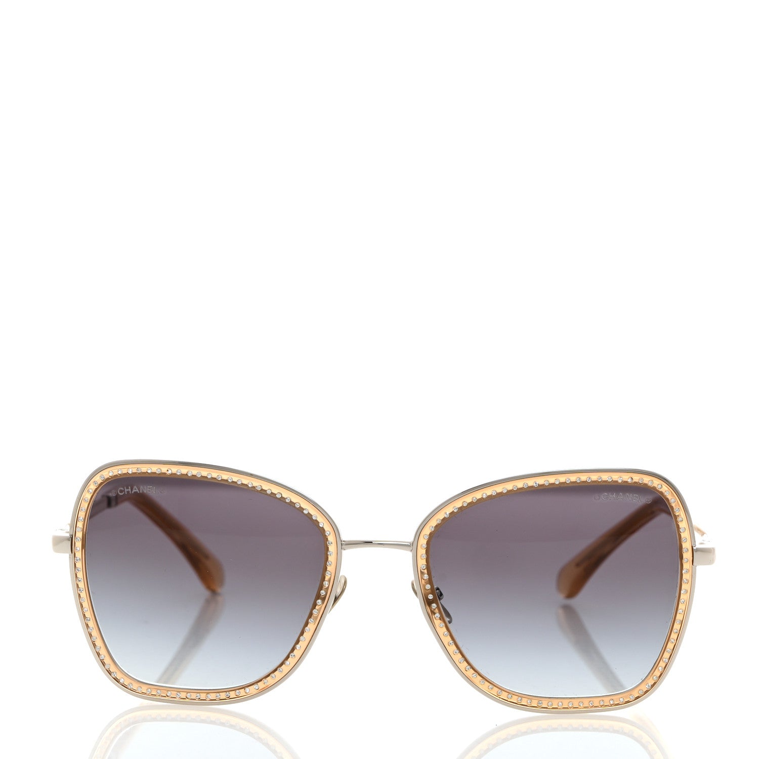 Chanel Square Frame Sequin Sunglasses 4277-B Silver Brown 2 of 7