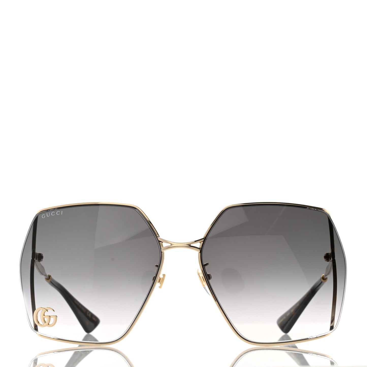 Metal Square Frame Sunglasses GG0817S Gold Grey
