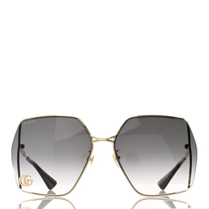 Gucci Metal Square Frame Sunglasses GG0817S Gold Grey 2 of 8