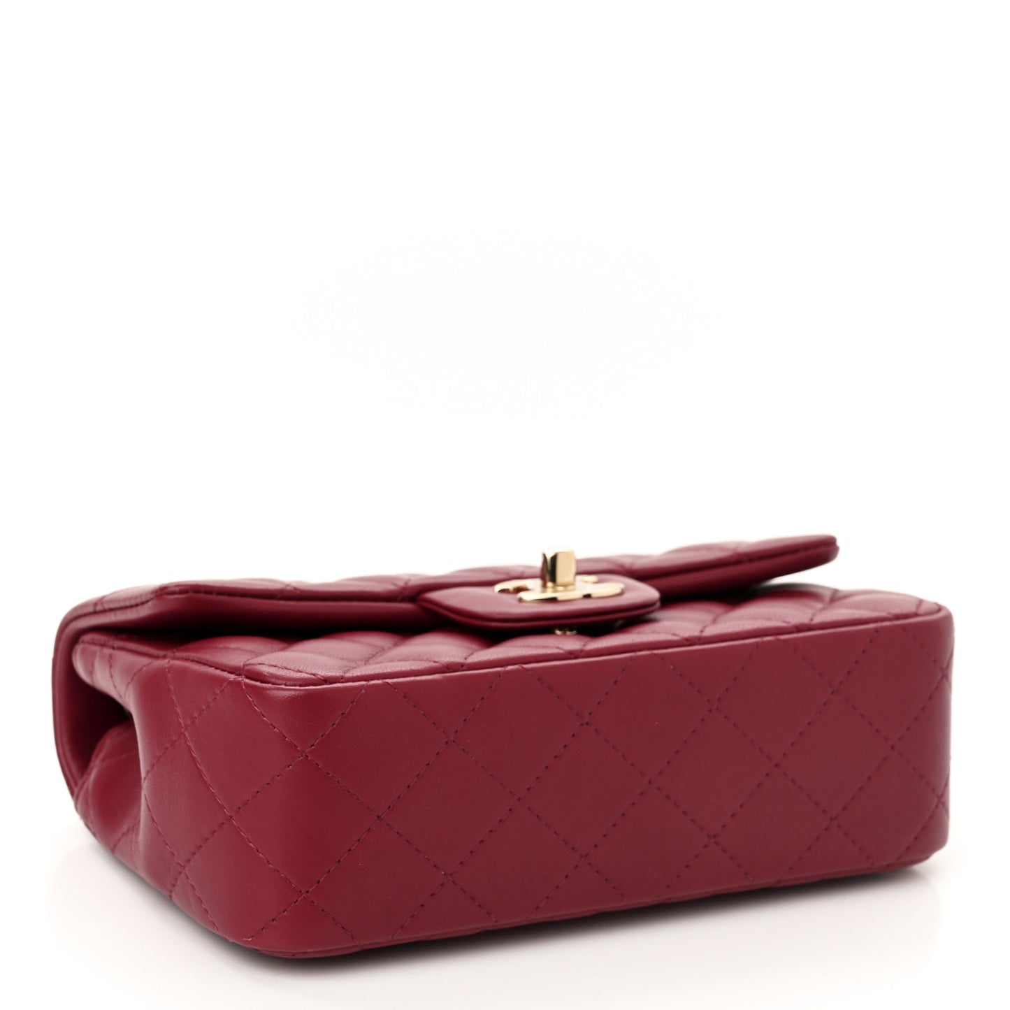 Lambskin Quilted Mini Rectangular Flap Burgundy