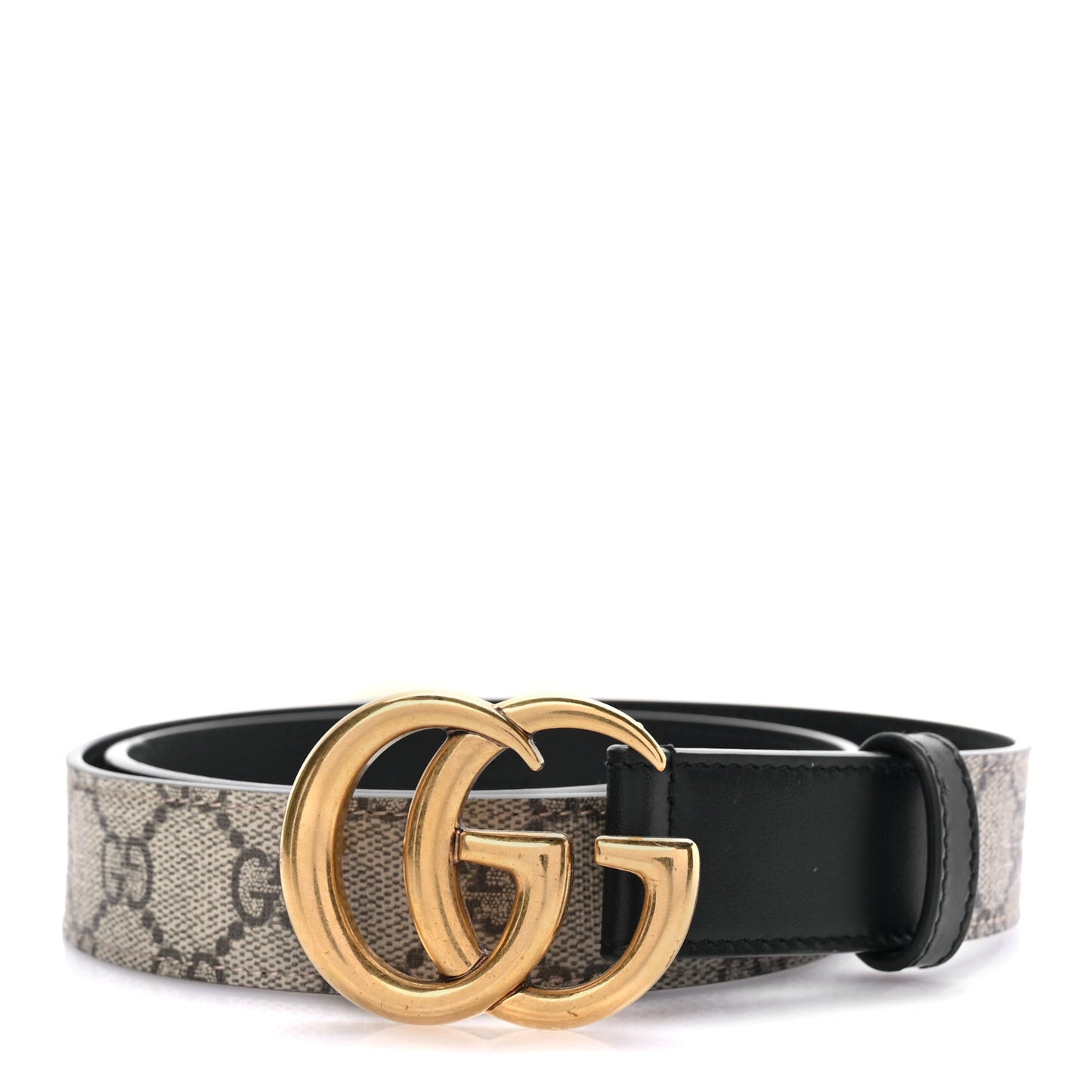 G Supreme Monogram Matte Plutone Calfskin Double G 30mm Belt 85 Beige Ebony Black