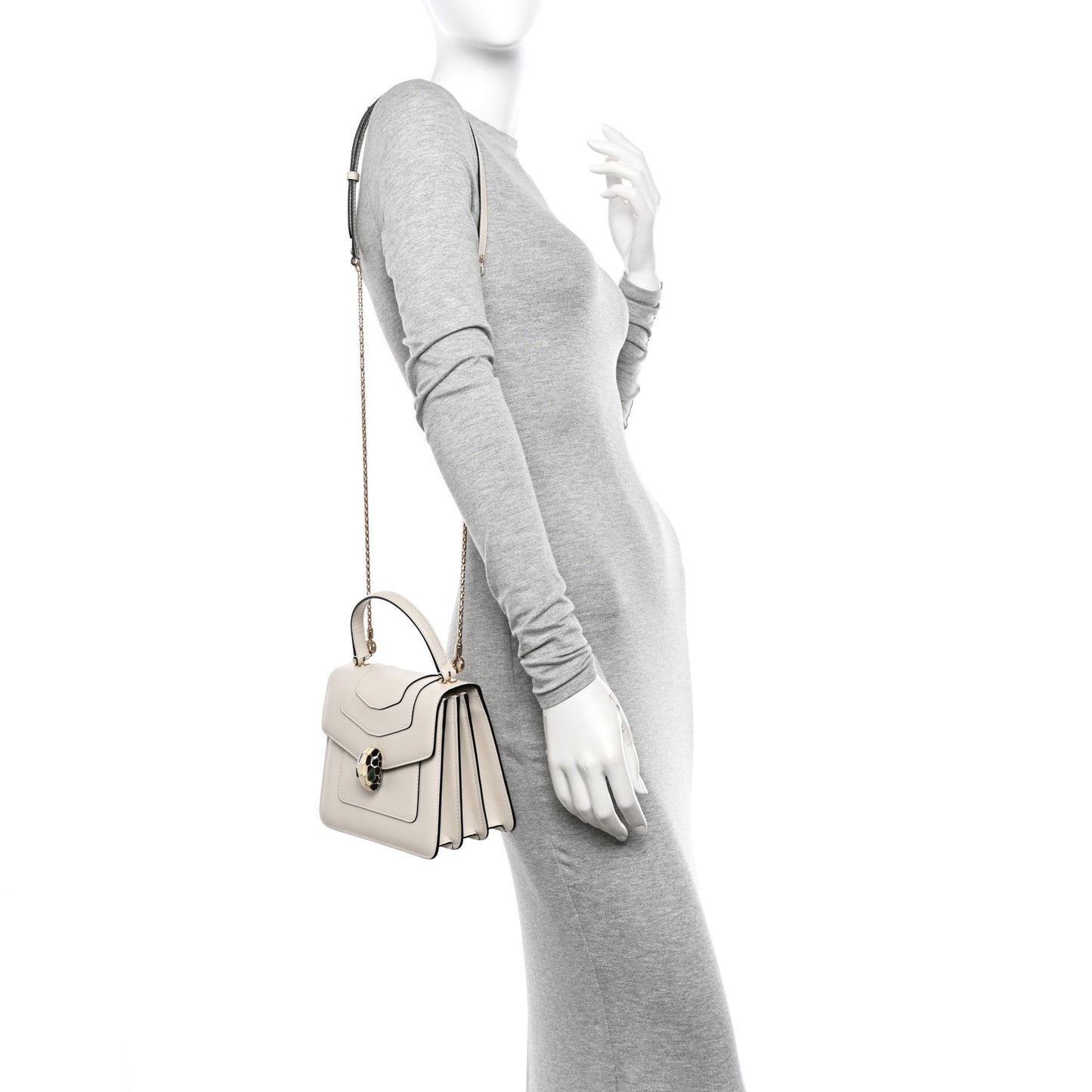 Calfskin Serpenti Forever Top Handle White