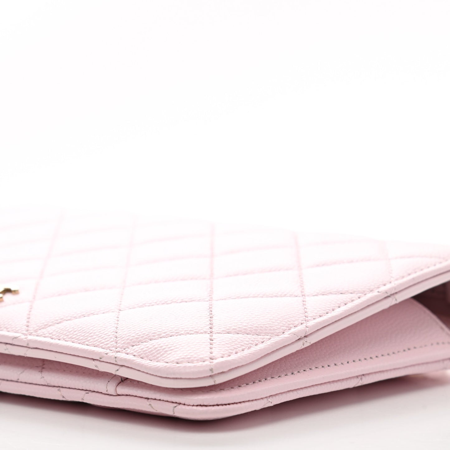 Caviar Stitched Wallet On Chain WOC Light Pink