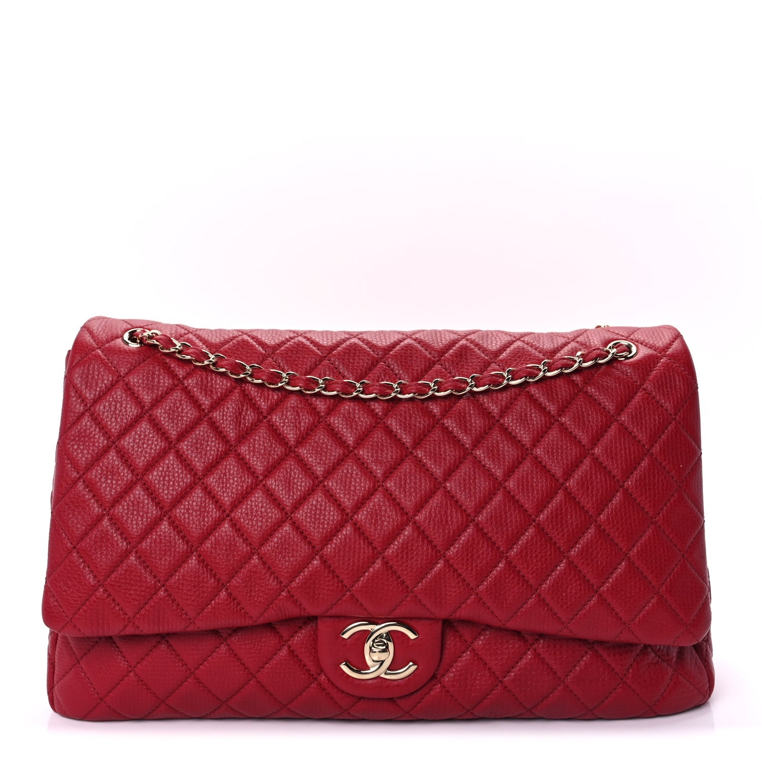 Chanel Calfskin Quilted XXL Travel Flap Bag  Red 1 of 7