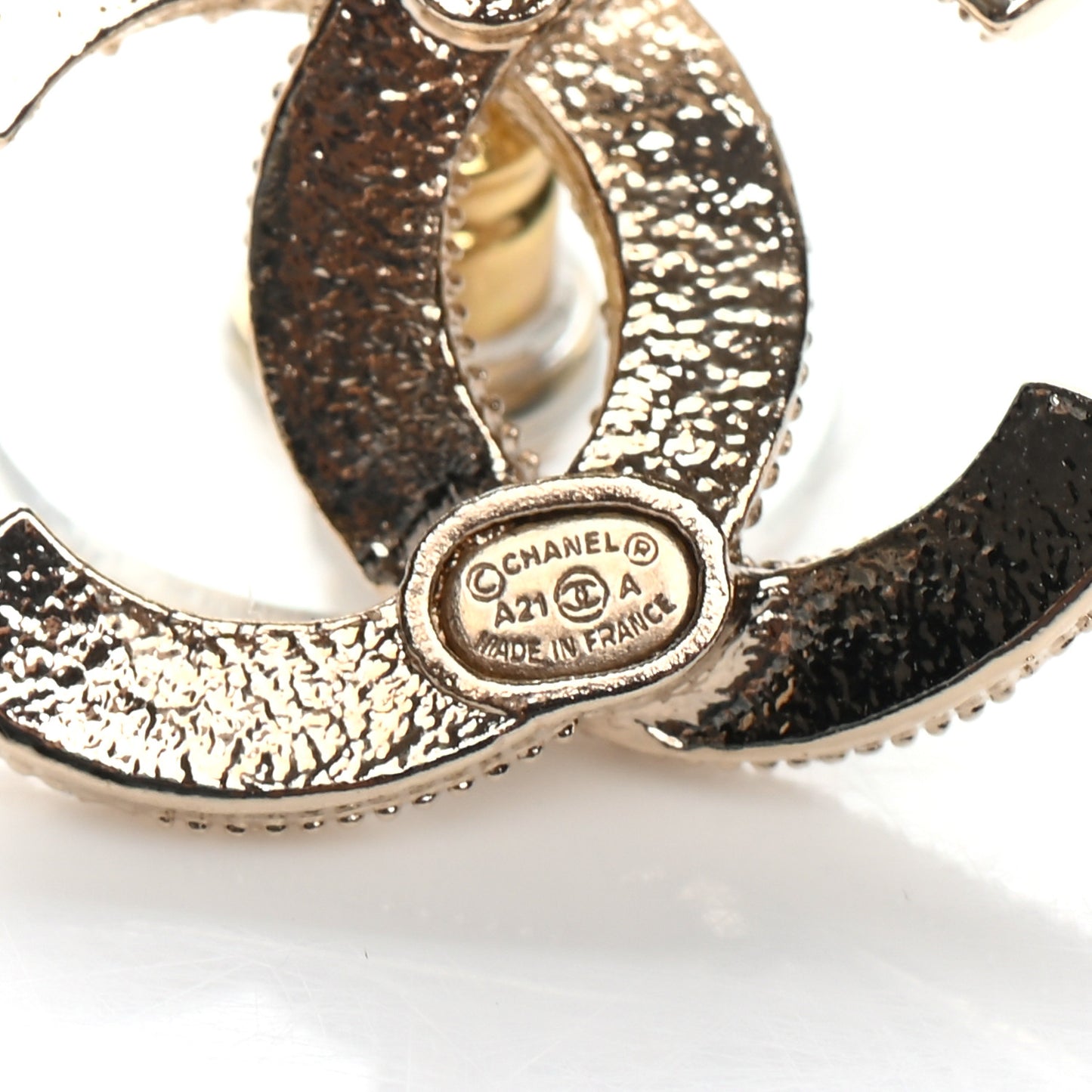 Crystal Pearl CC Earrings Gold