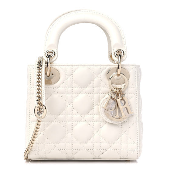Lambskin Cannage Mini Lady Dior White