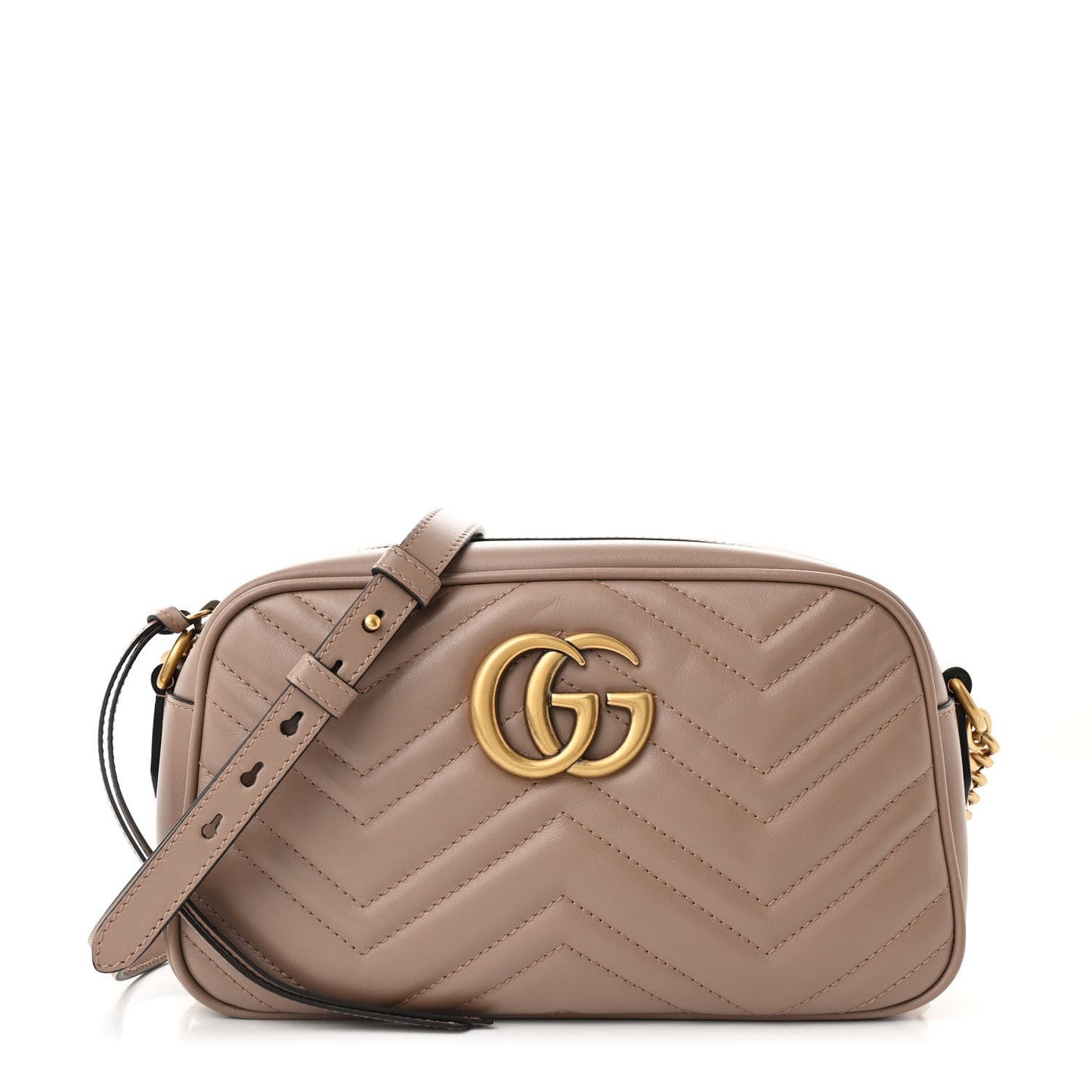 Calfskin Matelasse Small GG Marmont Chain Shoulder Bag Porcelain Rose
