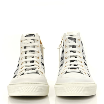 Louis Vuitton Technical Fabric Calfskin Monogram Printed Stellar Sneaker Boots 41 Blue 2 of 7