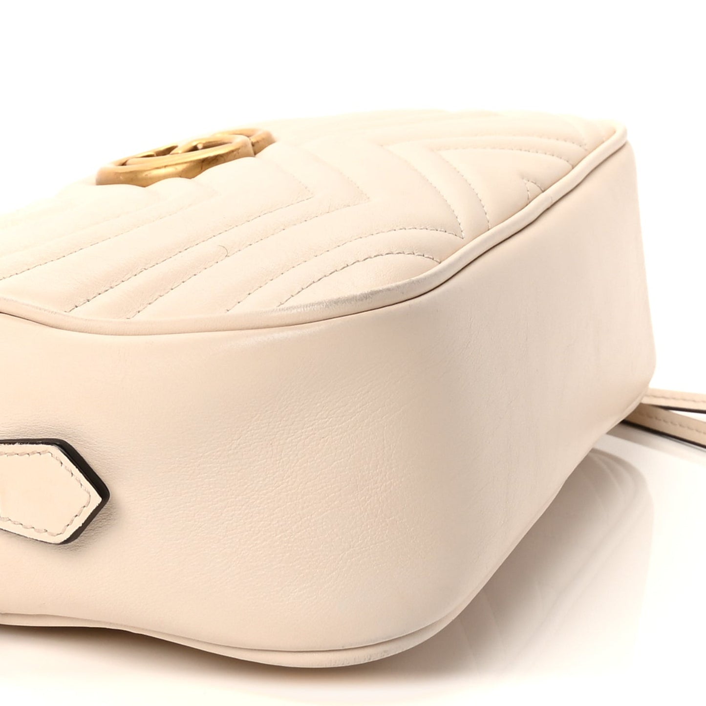 Calfskin Matelasse Small GG Marmont Chain Shoulder Bag White